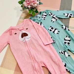 🐼 Set of 2 Cute Bear Sleep N’ Play Pajama Footies